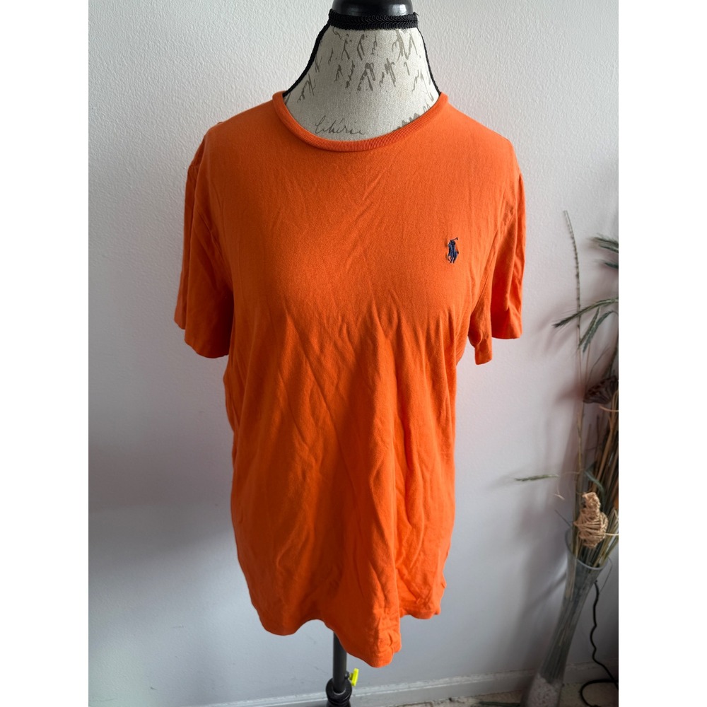 Polo Ralph Lauren Mens Custom Fit T-Shirt Orange Cotton Pony Logo Size Large L/G